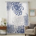 thumbnail image 3 of Blue White Sheer Curtains 63 Inch Length, Light Filtering Voile Curtain Panel, Abstract Grey Chrysanthemum Flower Floral Rod Pocket Drapes Window Treatments for Living Room Bedroom 52"x63", 3 of 9