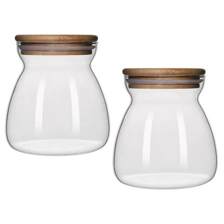 NIAIZEK Glass Food Storage Jars Set of 2, Transparent Borosilicate Glass Bottles for Kitchen Pantry Organization