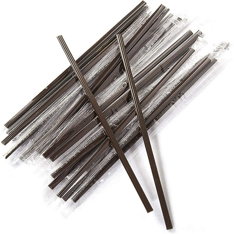 Tutuviw Coffee Stirrers Sticks 200 Individually Wrapped 7.09in，Disposable  Coffee Straw Stirring Rod，Coffee Straw Plastic Drink Stirrer Sticks Health  and Safety (brown) 