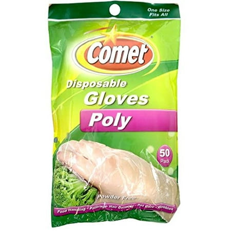 

[12 Pack] Comet Disposable Gloves Poly One Size Fits All 50 ea