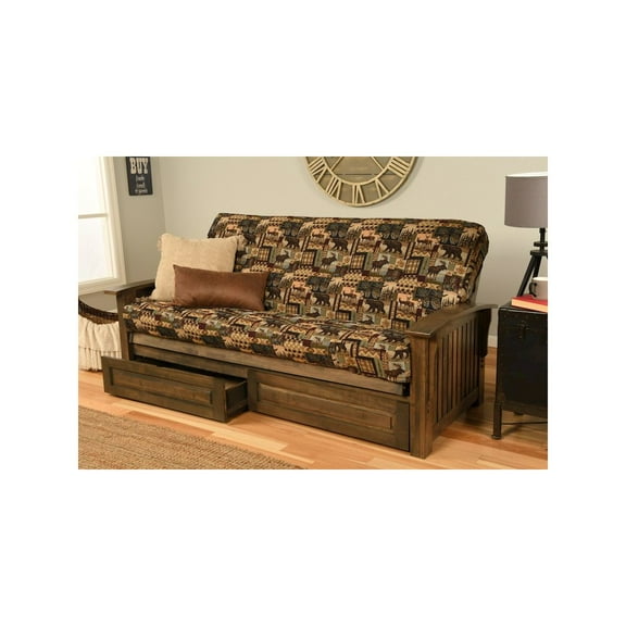 KODIAK Washington Frame-Rustic Walnut Finish-Peter's Cabin Mattress-Storage Drawers