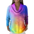 thumbnail image 2 of Dwralegc Womens Sweaters Fashion Multicolor Cowl Neck Knitted Pullover Long Sleeve Blouses Jumper Lightweight Fall Winter Sweater Multicolor S, 2 of 5