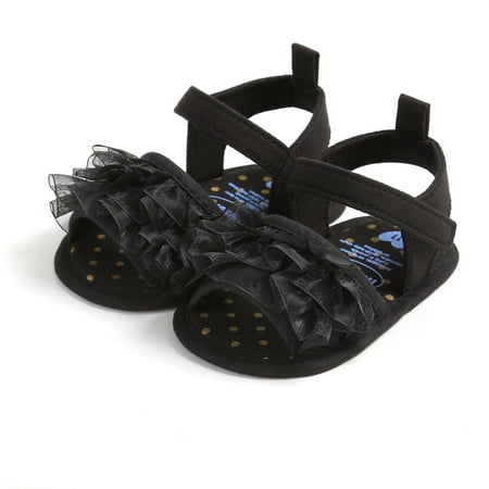 

Loliuicca Baby Girls Open Toe Sandals Summer Layered Ruffles Princess Flats
