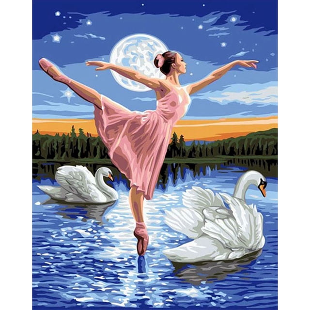 Cuadros Decorativos Bailarines en el lago de los cisnes 40x50cm pintura al óleo por números pintura SXD202106041 Ehuebsd Nuevos Originales