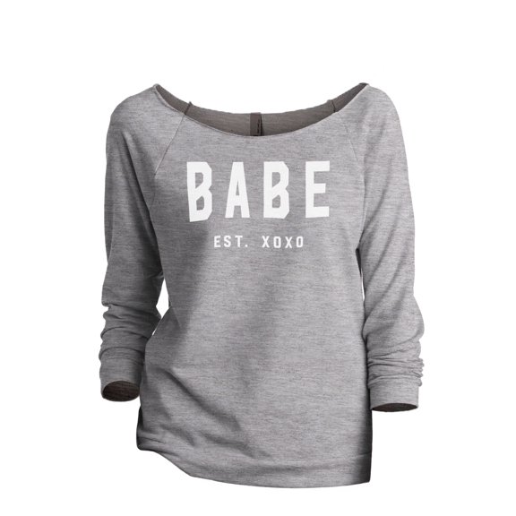 Thread Tank Babe Est. XOXO Women's Slouchy 3/4 Sleeves Raglan Sweatshirt Sport Grey 2X-Large