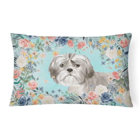 Carolines Treasures CK3409PW1216 Shih Tzu Puppy Canvas Fabric Decorative Pillow 12H x16W multicolor