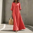 thumbnail image 2 of Bxsruta Womens Maxi Dress Casual V Neck Ruffle Sleeve Long Dresses Summer Flowy Vacation Wear, 2 of 8