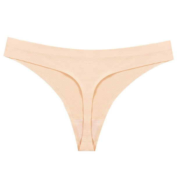 Aayomet Lace Underwear for Women Thong Panty Underwear (Beige, L) 