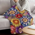 thumbnail image 3 of Boho Blue Flower Blanket Soft Cozy Warm Throw Blanket for Couch, Plush Fuzzy Flannel Fleece Blankets for Sofa, Spring Bohemia Chic Red Yellow Floral Bed Blankets Lightweight Gifts for Women, 30"x40", 3 of 9