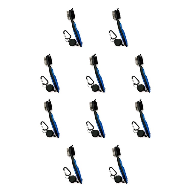 Sonducket Cepillo para palos de Golf de acero inoxidable, ergonómico, telescópico de mano, cepillos para zapatos de doble cara, herramienta de Azul sin tapa 10Conjunto