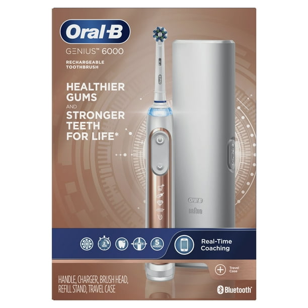 Graveren Negen Kardinaal Oral-B Genius 6000 Rechargeable Toothbrush Rose Gold - Walmart.com