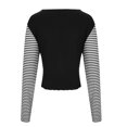 thumbnail image 3 of Mingw Womens L Ringer Blocking Colored Crewneck Graphic Long Sleeve Pullover Tops Casual Fall Outfits, 3 of 3