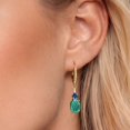thumbnail image 3 of Gem Stone King 18K Yellow Gold Plated Silver Green Malachite and Blue Created Sapphire Dangle Earrings for Women with Lab Grown Diamond (5.53 Cttw, Oval 9X7MM), 3 of 6