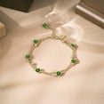 thumbnail image 2 of JeenMata 3.5 Carat May Emerald Birthstone Double Layer Bracelet - in Yellow Gold Plating for Women, 2 of 6