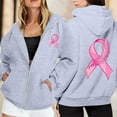 thumbnail image 2 of Hoodie Women Oversized Longline Casual Streetwear Women's Zip Up Hoodie Pullover Cancer Awareness Month Long Sleeve Pocket Drawstring Casual Sweatshirt For Everyday Wear, 2 of 6