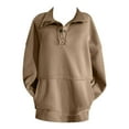 thumbnail image 4 of larppty Sweatshirts for Women 2025 Fashion Fall V Neck Button Down Long Sleeve Pullover Tops Loose Fit (Brown, XXL), 4 of 4