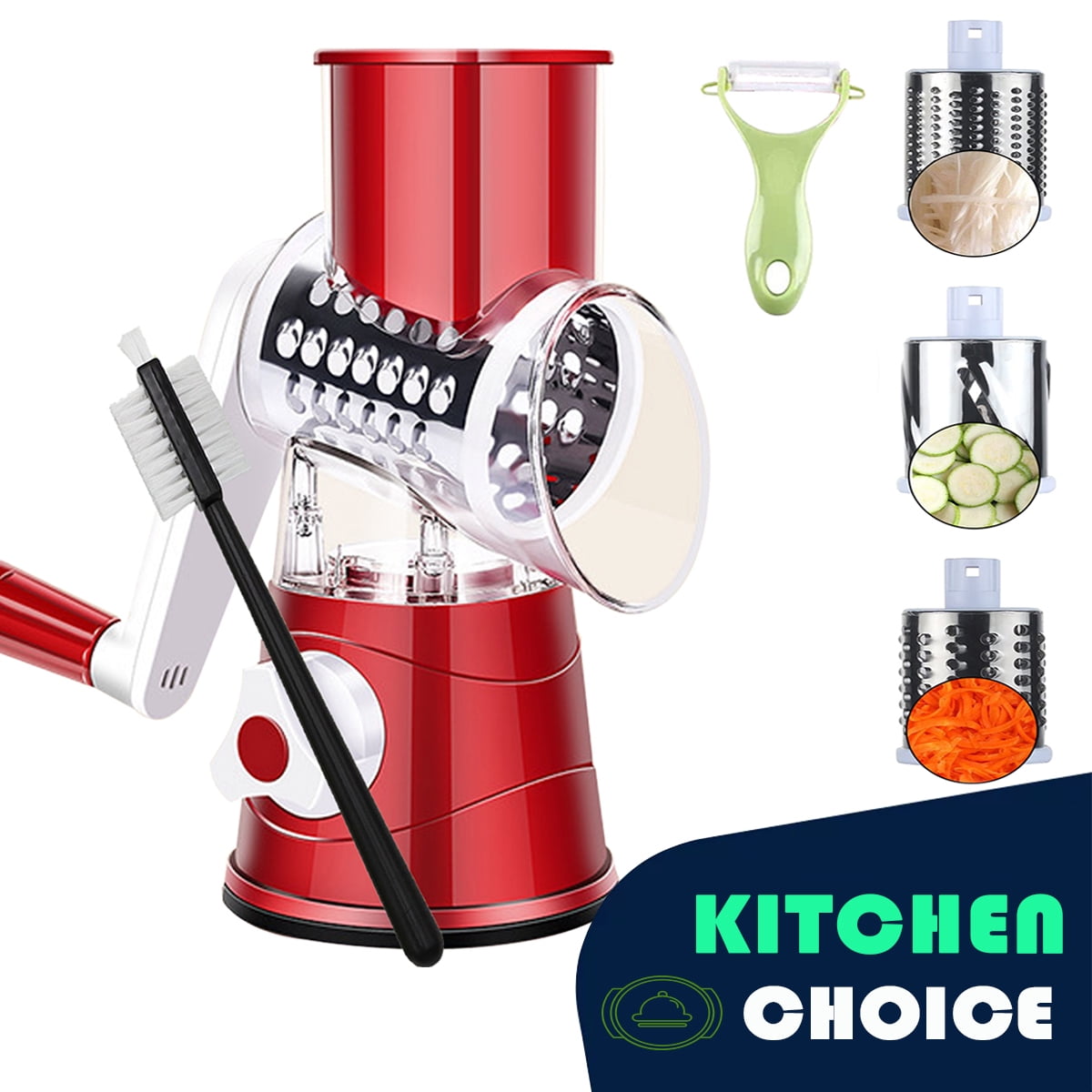 MEKBOK Rotary Cheese Grater with Handle,Cheese Shredder,Fast Cutting Grater for Kitchen with 3