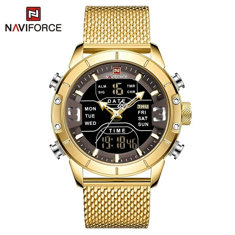 NAVIFORCE Men Watch Top Luxury Brand Man Military Sport Quartz Wrist Watches Stainless Steel LED Digital Clock Relogio Masculino Walmart