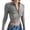 Grey, variant on Women Long Sleeve Workout Crop Tops Half Zip Pullover Sweatshirt Ribbed Tight Fitted Athletic Shirts with Thumbholes