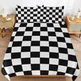 thumbnail image 6 of 3 Pcs Soft Bedding Set, Includes 1 Duvet Cover with Zipper And 2 Pillow Shams,Chess Board Black Full(79"×90"), 6 of 8