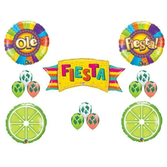 Fiesta Banner Ole Happy Birthday Party balloons Decoration Supplies Lime