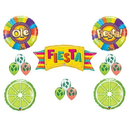 Fiesta Banner Ole Happy Birthday Party balloons Decoration Supplies Lime