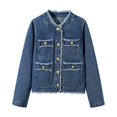 thumbnail image 4 of Miaoju Womens Button Down Oversized Boyfriend Jean Jacket Fall Outfits for Women, Classic Denim Jacket for Country Concert, Date Night, Trendy Light Jackets Shacket Coat, 4 of 4