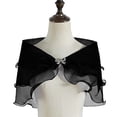 thumbnail image 1 of Women Ruffle Layered Gauze Shawl Wrap Shrug Bridal Wedding Dress Gown Off Shoulder Bolero Capelet zhangyuxiang LED, 1 of 2