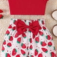 thumbnail image 4 of Toddler Girl Summer Outfit For 2-3 Years Toddler Baby Girl Clothes Summer Outfits Ruffle Sleeveless Linen Shirt Kid Short Set For Girl Red Toddler Girl Gift 2PCS Set, 4 of 8