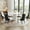 White Table+white-black Chairs, variant on 5-Piece Round Dining Table Set, 35.04" Modern Farmhouse Wood Top with Gold Roman Column Pedestal Base and 4 Velvet Nailhead Chairs with Ring Pull for Kitchen,Dining Room,Black