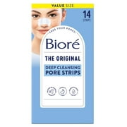 Biore Deep Cleansing Pore Strips, Blackhead Remover, Nose Strips For Deep Pore Cleansing, Oil-Free - 14ct