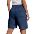 thumbnail image 4 of Womens Bermuda Shorts Casual Textured Drawstring Shorts Elastic Waist Loose Fit Summer Comfy Shorts with Pockets, 4 of 5