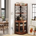 thumbnail image 3 of EVMORE 5 Tier Corner Bar Cabinet with Power Outlet, LED Lights, Wine Rack Display Shelves & Glass Holder, Storage Cabinet Corner Shelf For Living Room Kitchen, 3 of 8