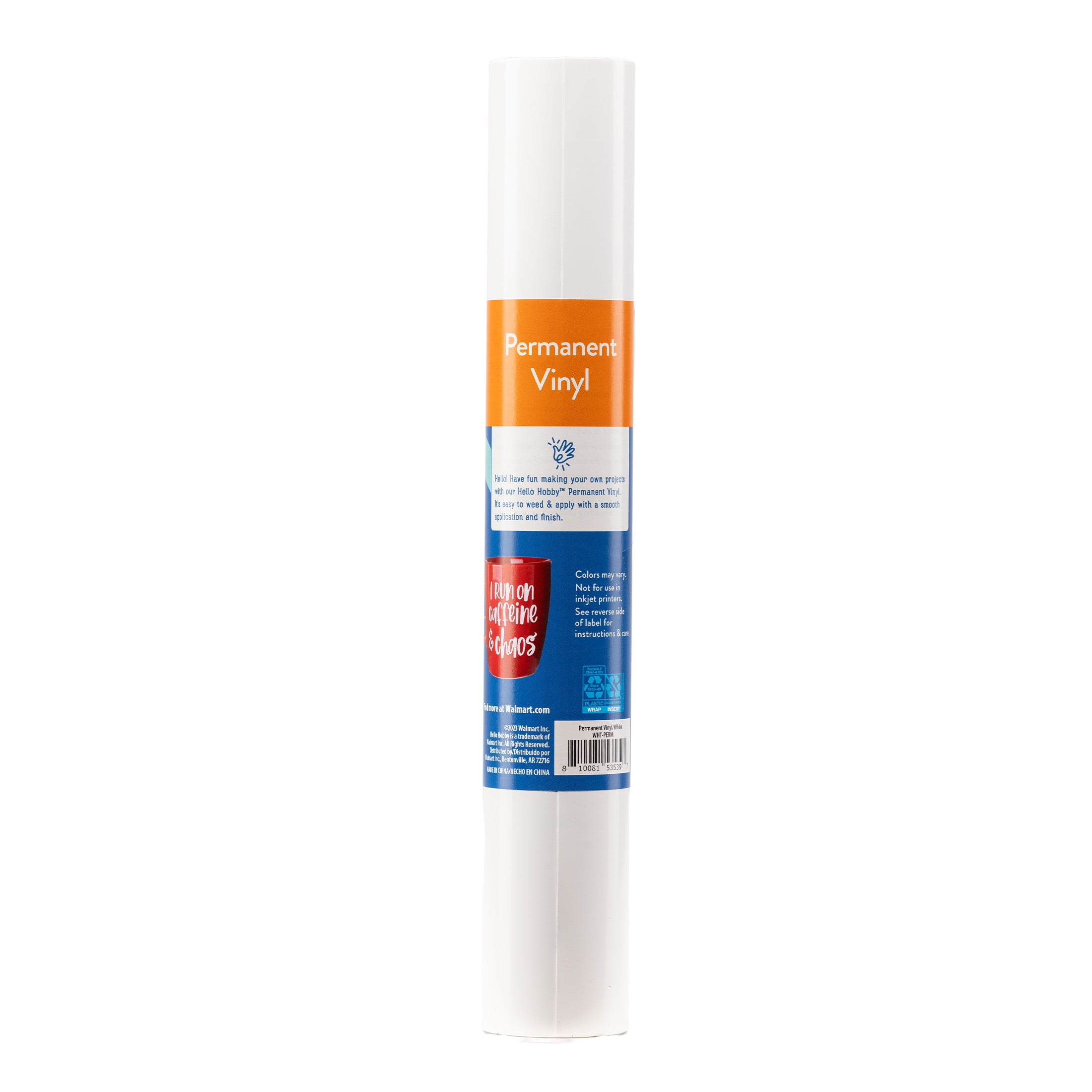 Hello Hobby 12" x 4' White Permanent Craft Vinyl Roll