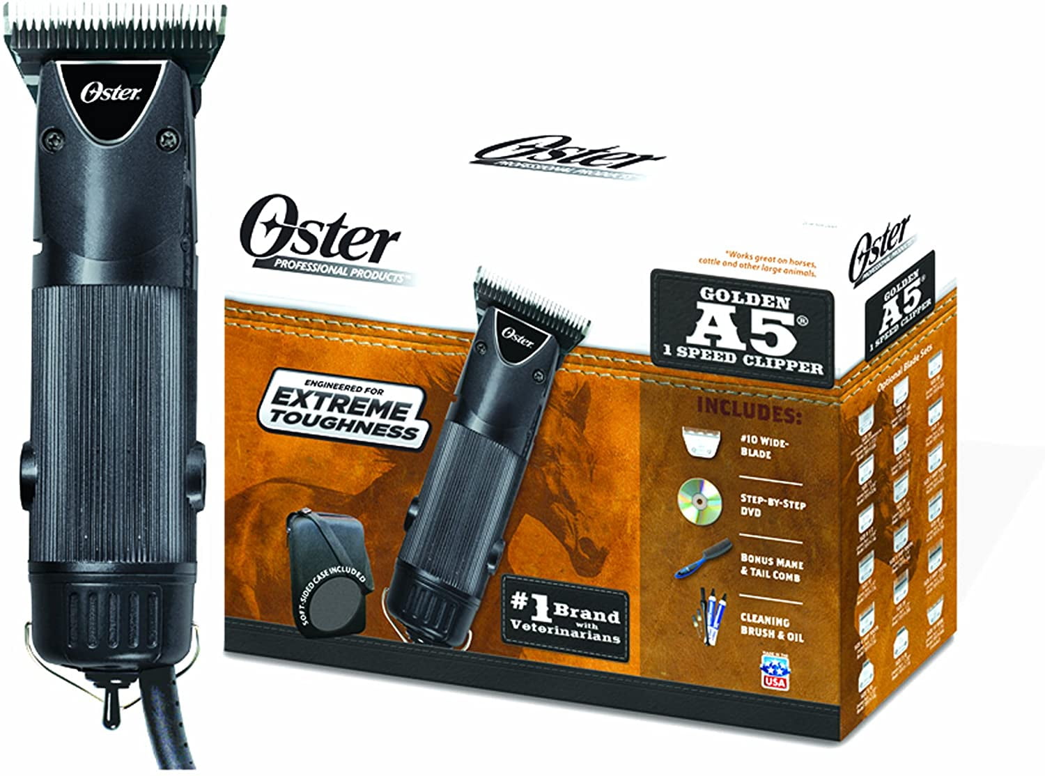 Oster Golden A5 シングルスピードクリッパー # 10 Oster Golden A5 Single Speed Clipper with Comb for Heavy Duty