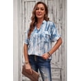 thumbnail image 4 of ABPHQTO Blusa de Mujer Celeste Bolsillo Estampado Manga Corta, 4 of 5