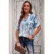 thumbnail image 4 of ABPHQTO Blusa de Mujer Celeste Bolsillo Estampado Manga Corta, 4 of 5