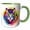 Green/White, variant on 3drose, Adorable Tabby Cat Portrait Inside the Round Shape. Psychedelic Color, 15oz Mug