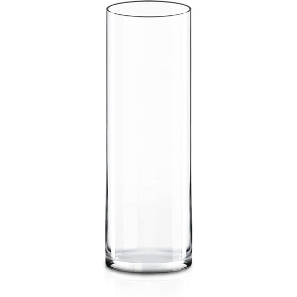 CYS EXCEL Vase en Verre Transparent Cylindrique (H:20 Pouces D:6 Pouces) / Plusieurs Choix de Tailles Vase à Fleurs en Verre Centres de Table / Vase Porte-Bougie Flottant Ouragan