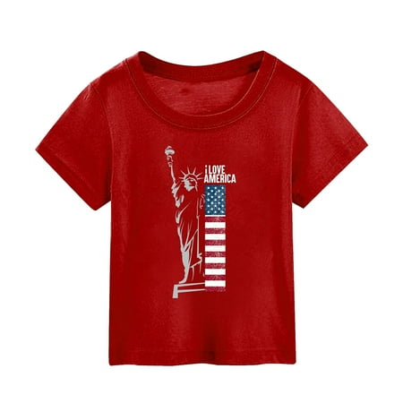 

ZMHEGW Summer Independence Day Printed Short Sleeved T Shirt Gift Toddler Boys Girls T Shirts