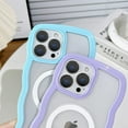 thumbnail image 4 of Compatible for iPhone 15 Pro Max Case Magsafe, Wave Phone Case Cute Water Ripple Candy Colors Frame Shockproof for iPhone 15 Pro Max Phone Case for Women 6.7 Inch - Light Blue, 4 of 9