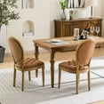 thumbnail image 3 of Dining Chairs Set of 2 French Style Nailhead Trim Faux Leather Fabric,Kitchen & Dining Room Chairs with Wood Legs (2 Pieces, Oramge), 3 of 8
