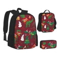 thumbnail image 2 of Naloa Dinosaur Christmas Happy New Year Print Large Capacity Backpack Lunch Bag Pencil Case Combination 3 Piece Set for Student, 2 of 8