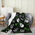 thumbnail image 2 of Cartoon Hippie Ghost Throw Blanket Green Spider Neon Spider Web Fleece Blanket for Kids Teens Adults Happy Halloween Watercolor Wild Animal Flannel Blanket for Car Party Twin 60x80, 2 of 6