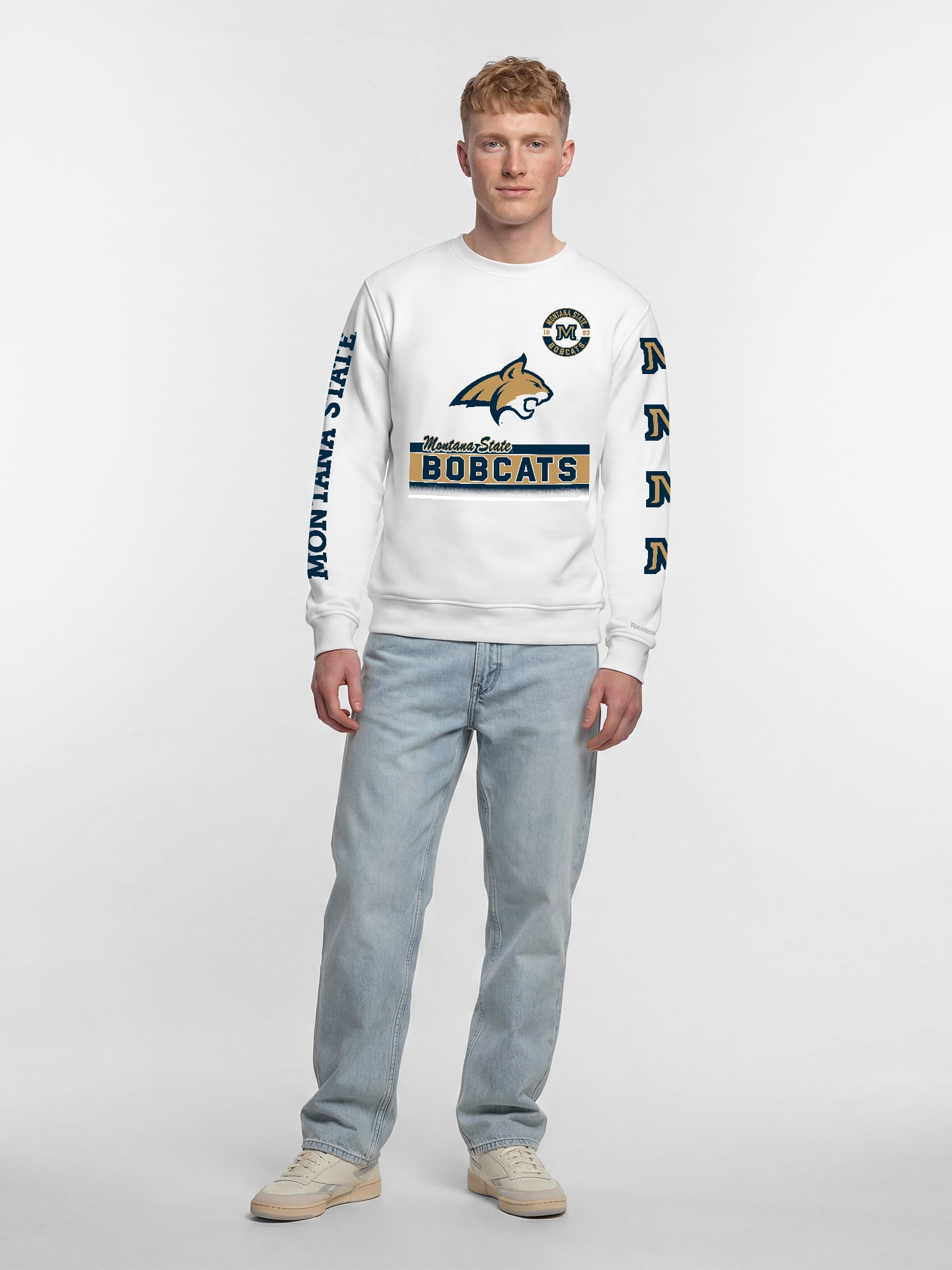 Montana State Bobcats Reebok Mens White Crew Sweatshirt