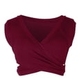 thumbnail image 3 of HAPIMO Women's Summer Tank Tops Solid Color Print Tops Ruffle Crop Camis Vest Sleeveless Shirts for Girls V-Neck Blouse Twist Ruched Front Camisole Red M, 3 of 5