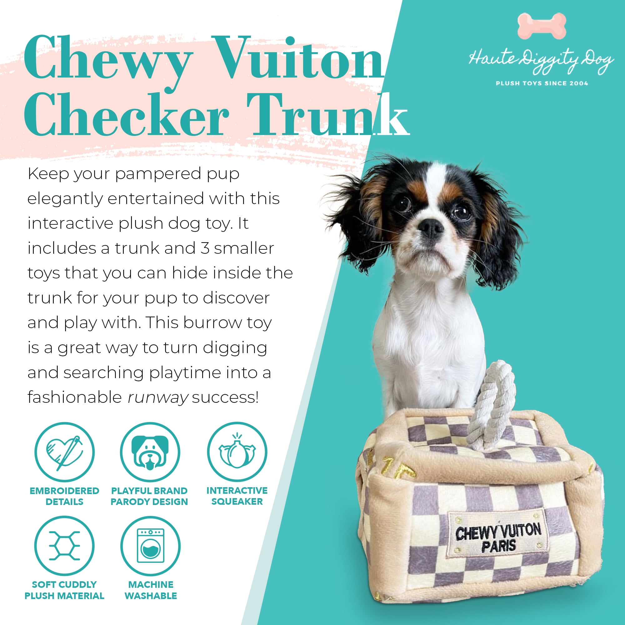 NEW-Checker Chewy Vuiton Trunk - Activity House By Haute Diggity