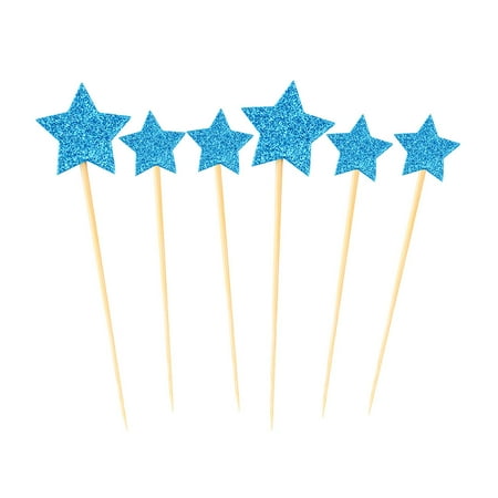 Party Cupcake Star Shaped Toothpicks Decorative Picks Topper Blue
