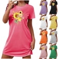 thumbnail image 2 of Qingpeng Womens Cute Printed Nightgowns Shirt Short Sleeve Crew Neck Sleep Shirts Loose Soft Sleepwear Dress, 2 of 5