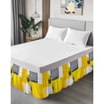 thumbnail image 4 of Oil Painting Yellow Grey Bed Skirt Queen Size, Abstract Modern Street Grunge Art Wrap Around Bed Skirting with Adjustable Elastic Strap, Dust Ruffle Pleated Bedskirts 16 Inch Drop for Bedroom Beds, 4 of 9